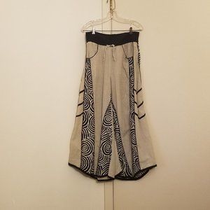 Dragonfly light tan and black full leg pant, cotton, artsy and comfy!